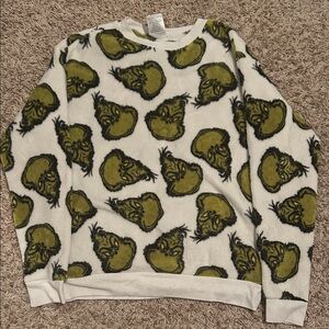 Grinch Patterned Sweater - White and Green